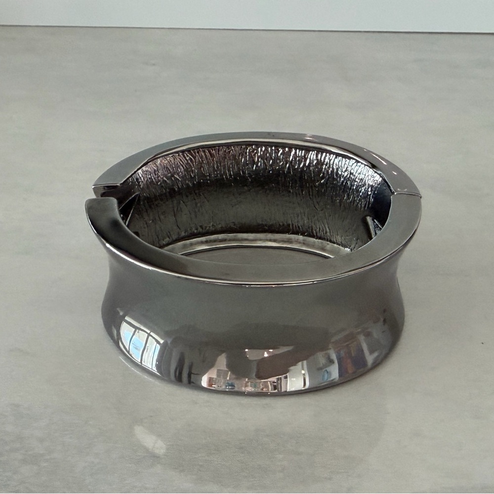 Bold Polished Gunmetal Tone, Wide Cuff Statement Bracelet - Picture 2 of 8